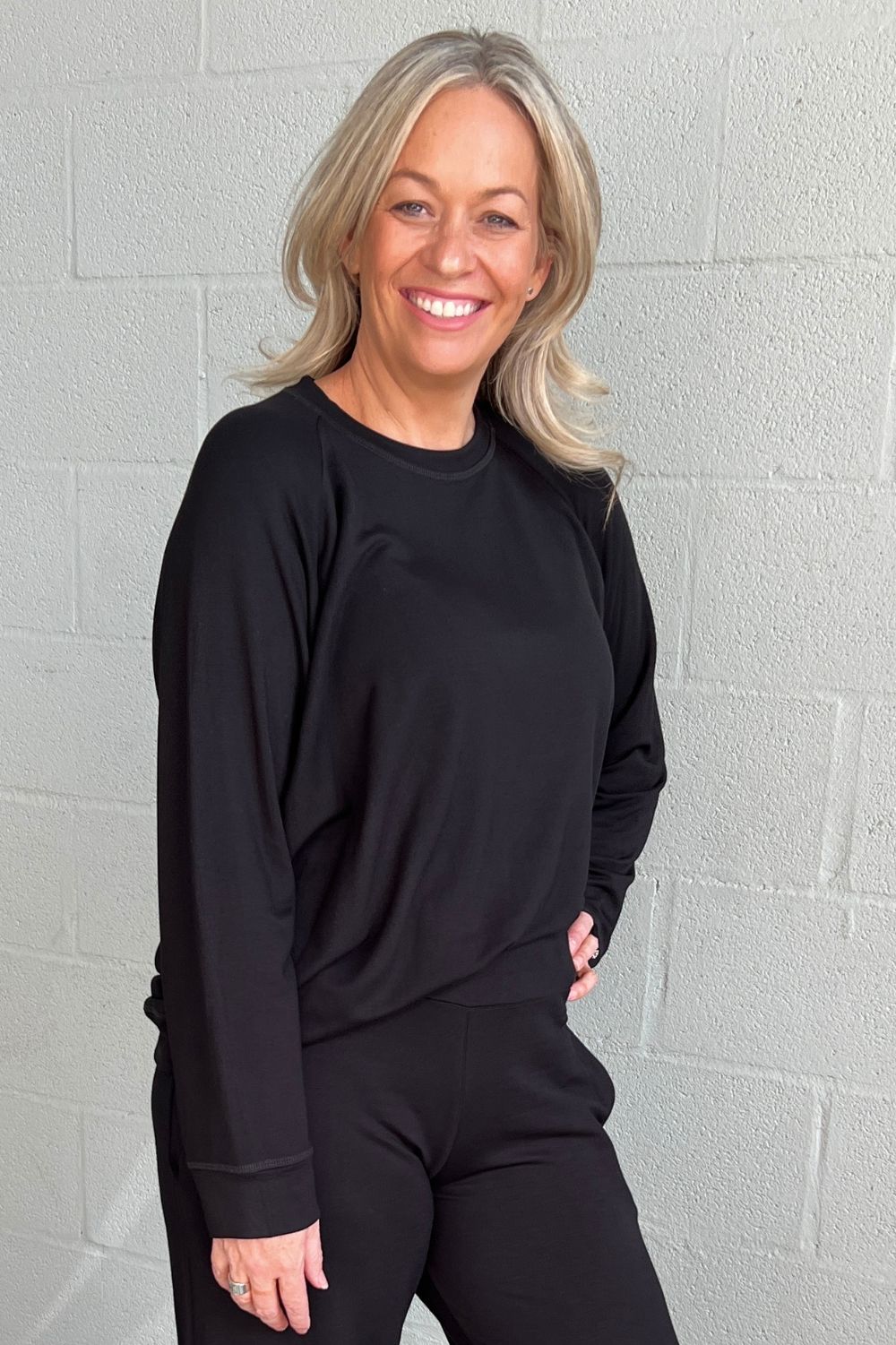 Philosophy Australia - Rocky Brushed Raglan Top | Black - Top - Silvermaple Boutique