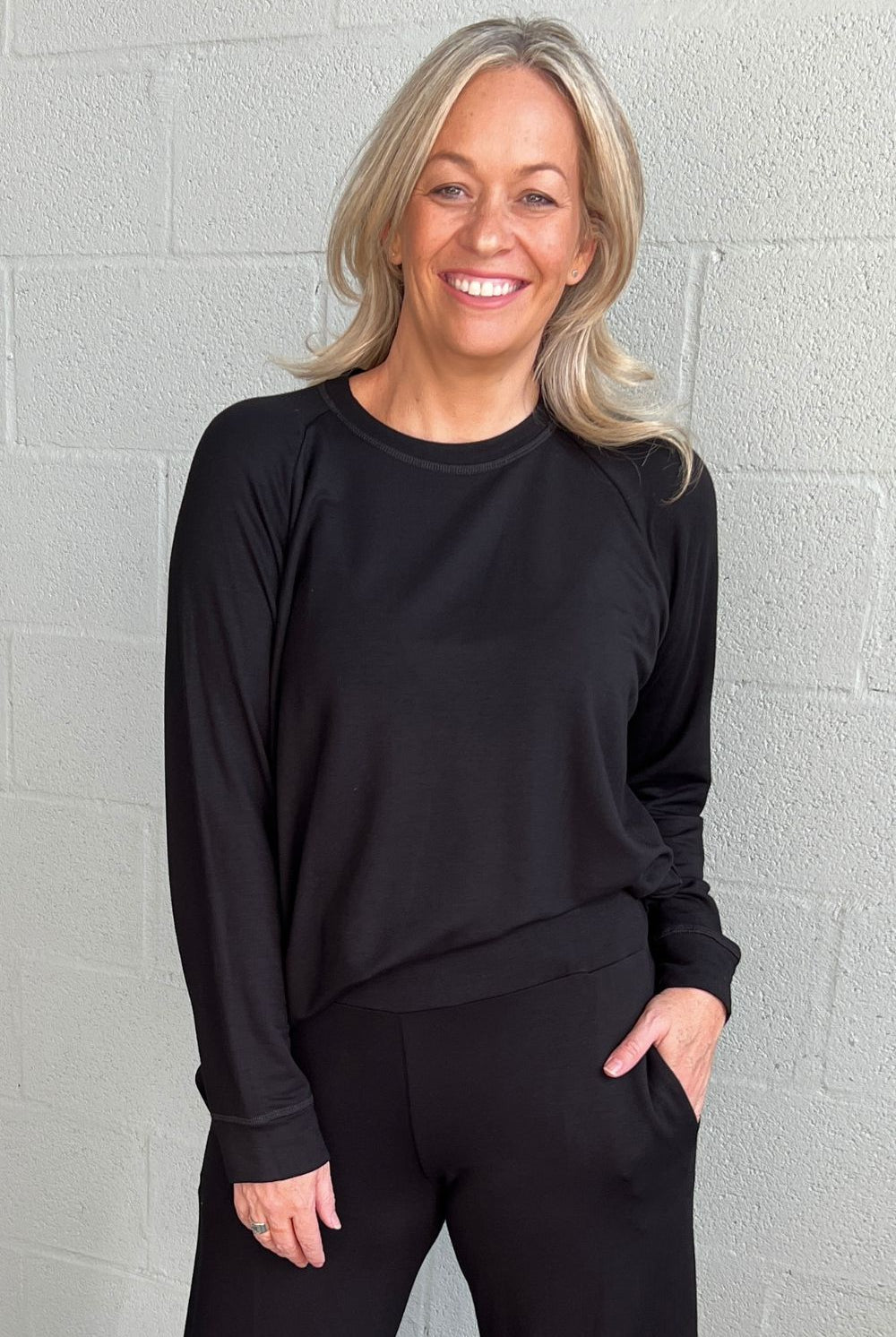 Philosophy Australia - Rocky Brushed Raglan Top | Black - Top - Silvermaple Boutique