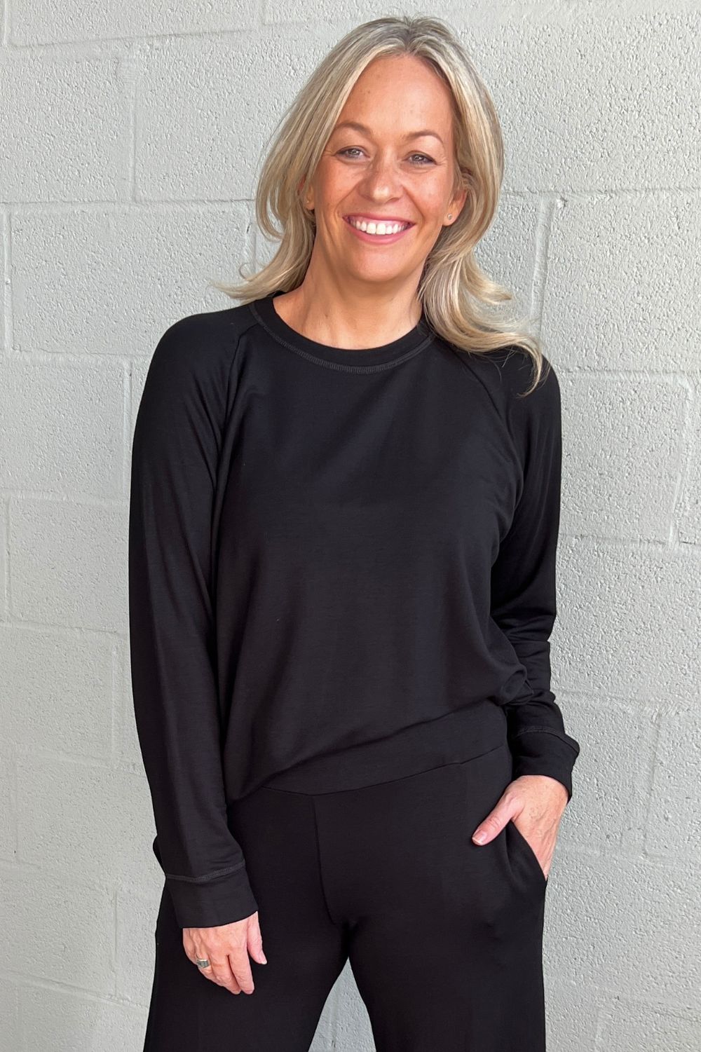 Philosophy Australia - Rocky Brushed Raglan Top | Black - Top - Silvermaple Boutique