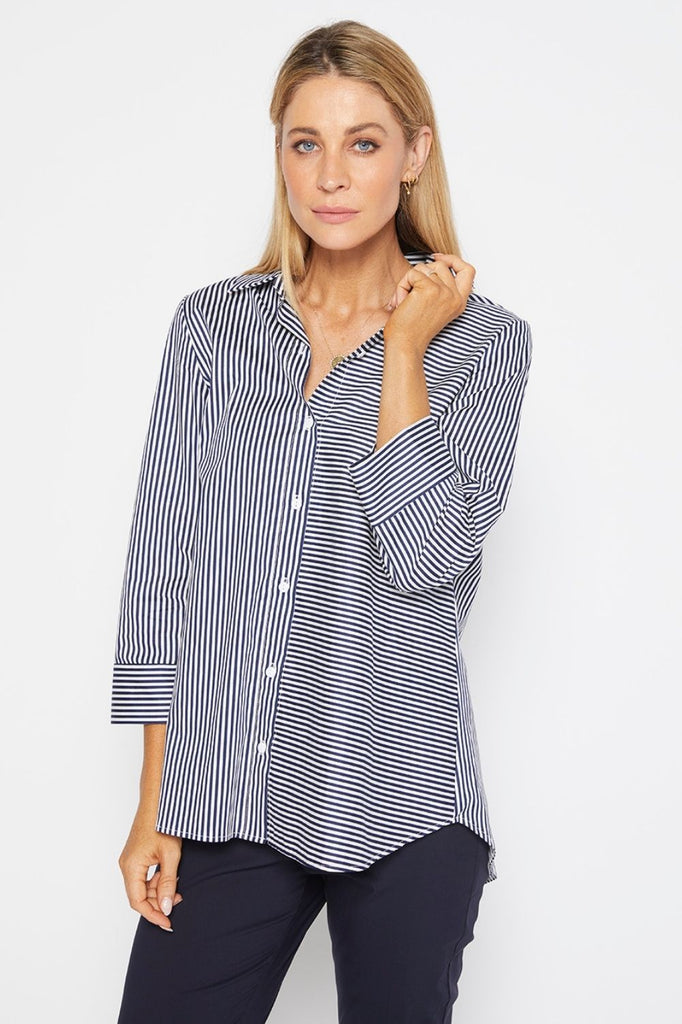 Philosophy Regina Shirt | Navy Stripe_Silvermaple Boutique