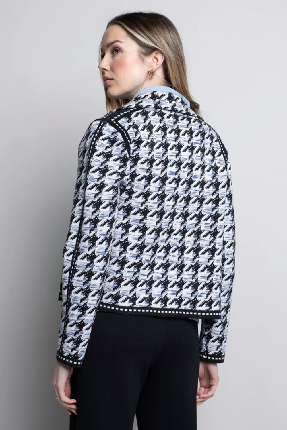 Picadilly - Houndstooth 1-Button Short Jacket | Blue Multi - Jacket - Silvermaple Boutique