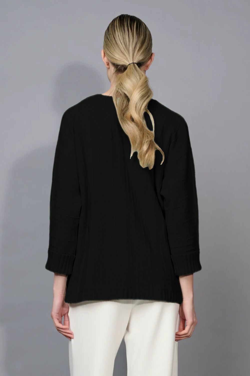 Picadilly - Picadilly 3/4 Sleeved Textured Top | Black - Top - Silvermaple Boutique