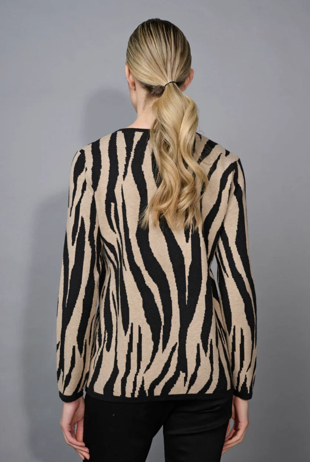 Picadilly - Picadilly Animal Print Jacquard Top | Taupe Multi - Top - Silvermaple Boutique