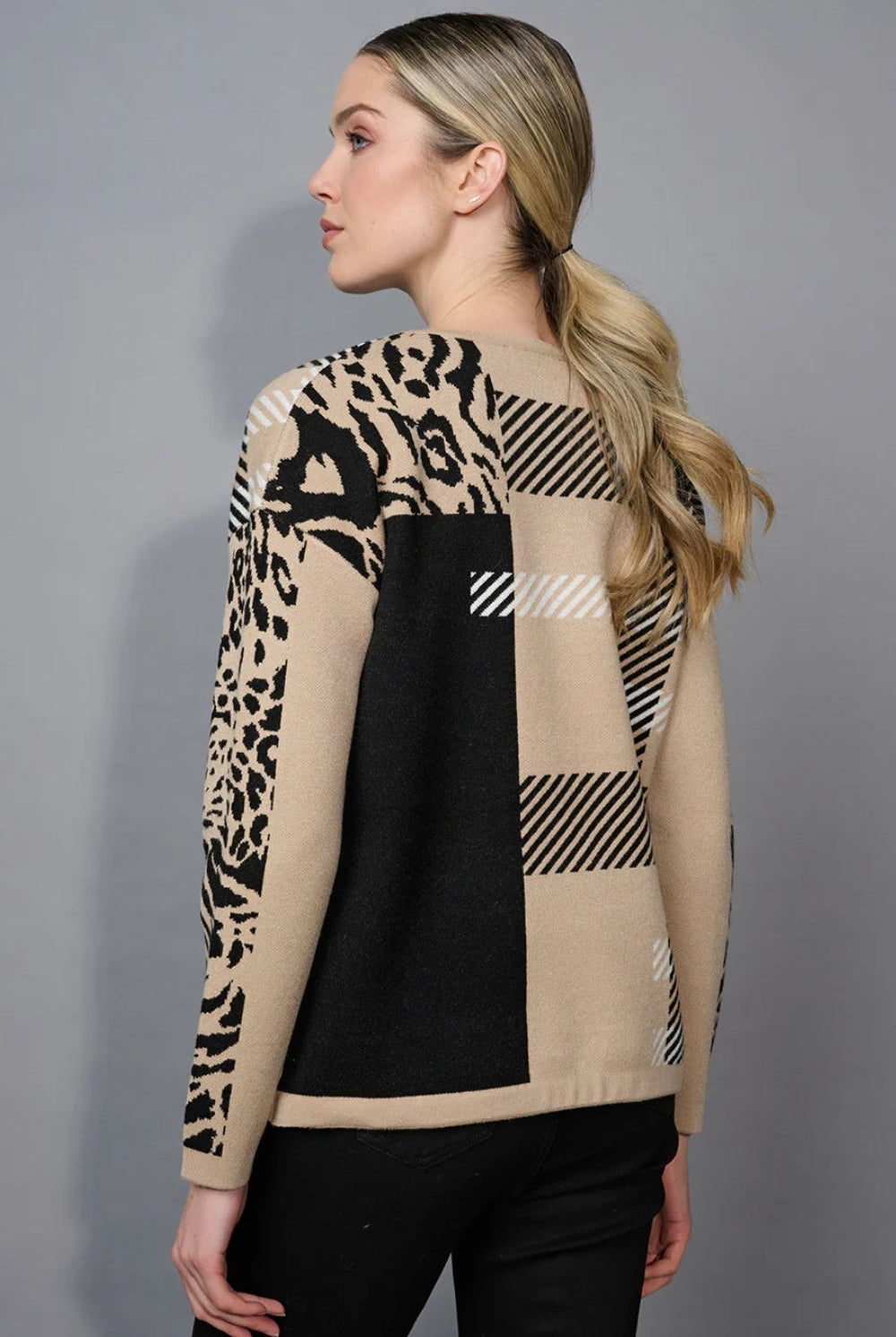 Picadilly - Picadilly Drawstring Hem Jacquard Top | Dijon Animal - Top - Silvermaple Boutique