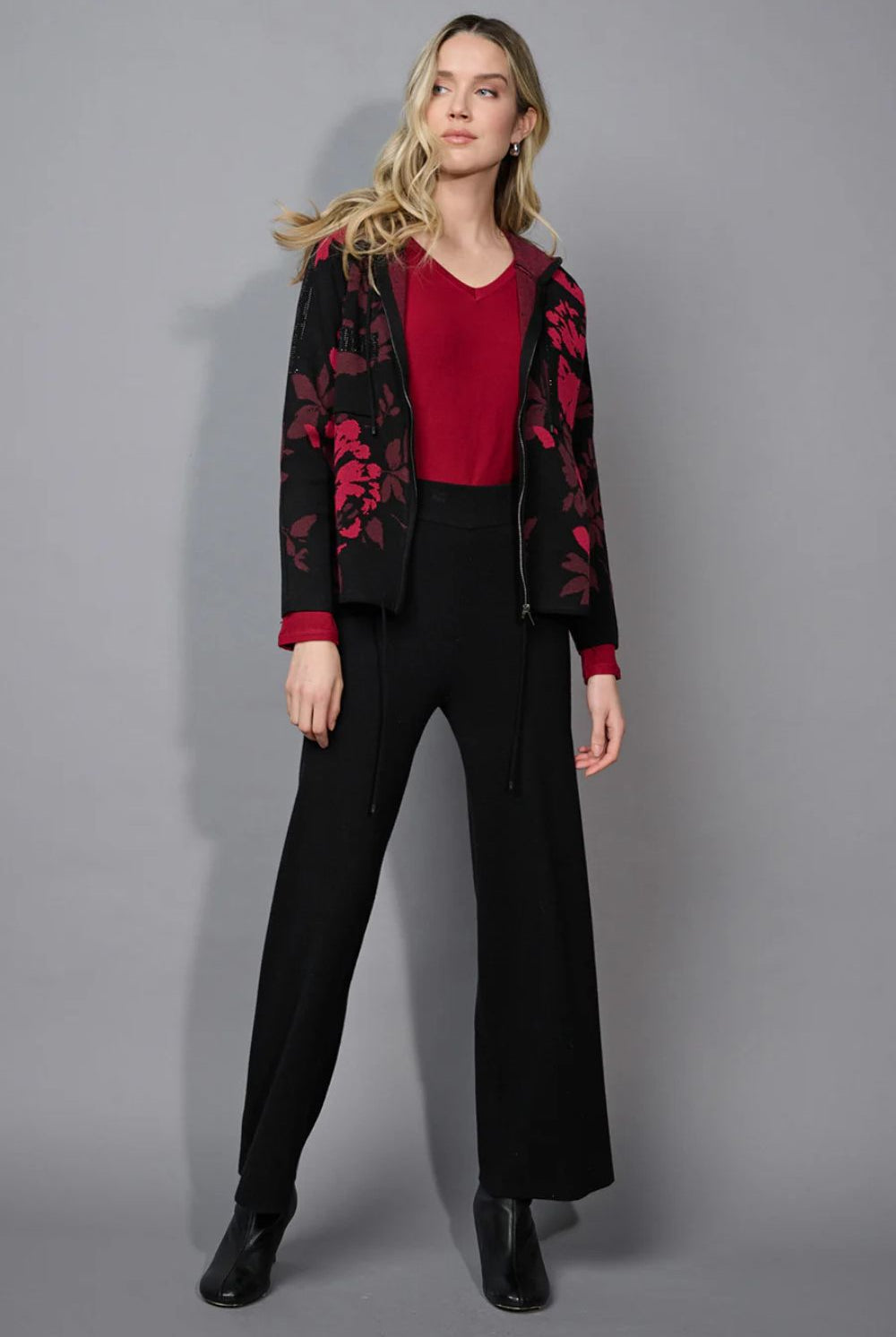 Picadilly - Picadilly Embellished Hooded Jacket | Bordeaux Multi - Jacket - Silvermaple Boutique