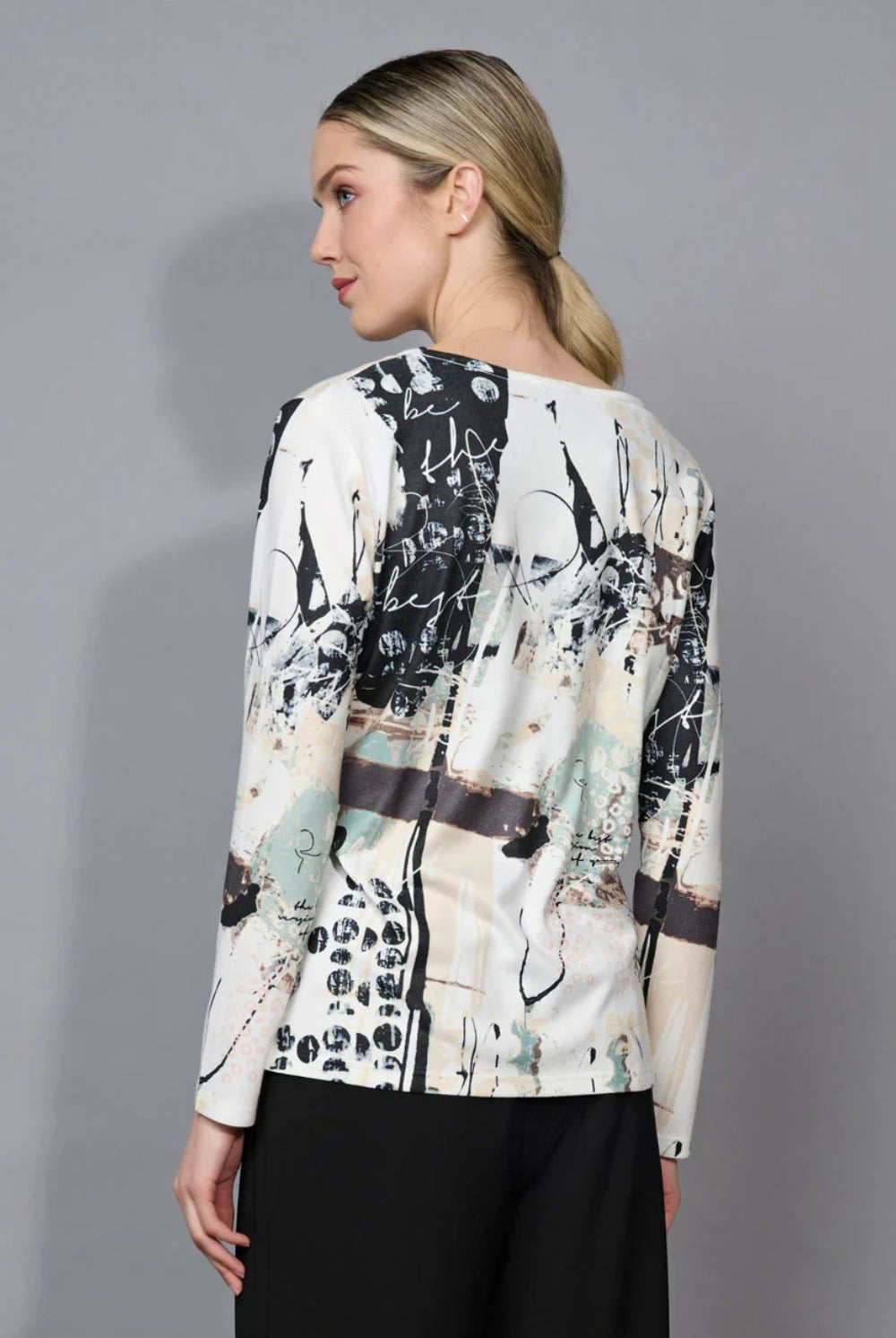 Picadilly - Picadilly Printed Soft Knit Top | Dusty Jade - Top - Silvermaple Boutique