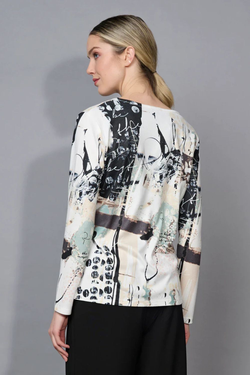 Picadilly - Picadilly Printed Soft Knit Top | Dusty Jade - Top - Silvermaple Boutique