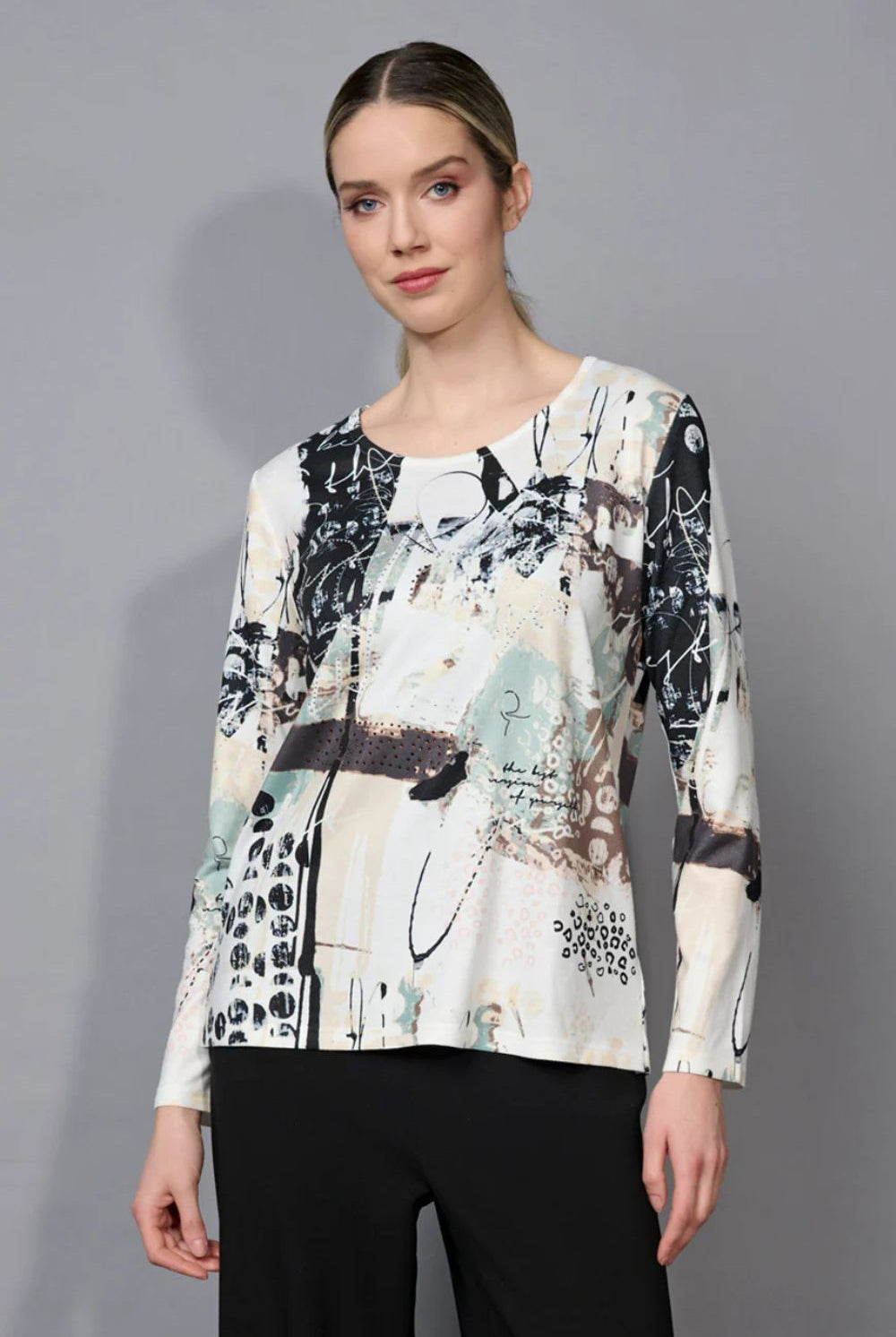 Picadilly - Picadilly Printed Soft Knit Top | Dusty Jade - Top - Silvermaple Boutique