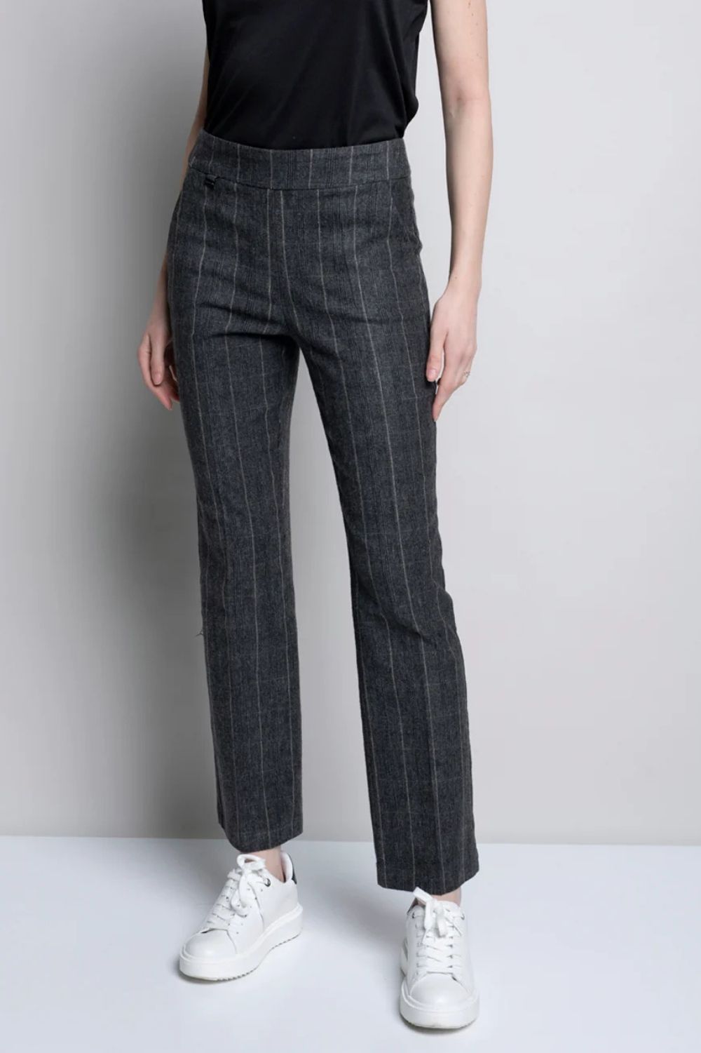 Picadilly - Plaid Bengaline Straight-Leg Pant | Charcoal Multi - Pants - Silvermaple Boutique