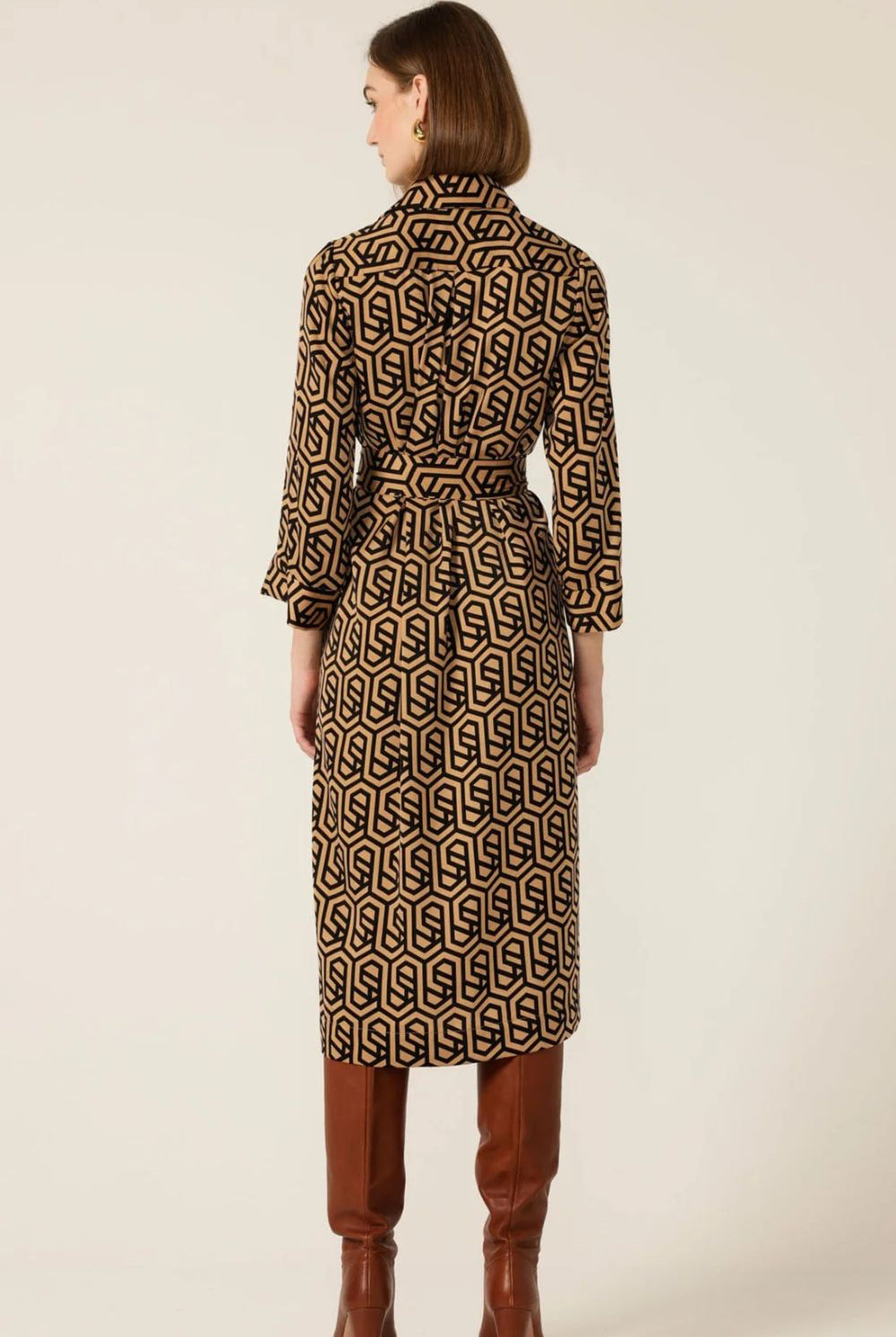 Sacha Drake - Gino Shirtmaker Dress | Black/Tan Geometric - Dress - Silvermaple Boutique