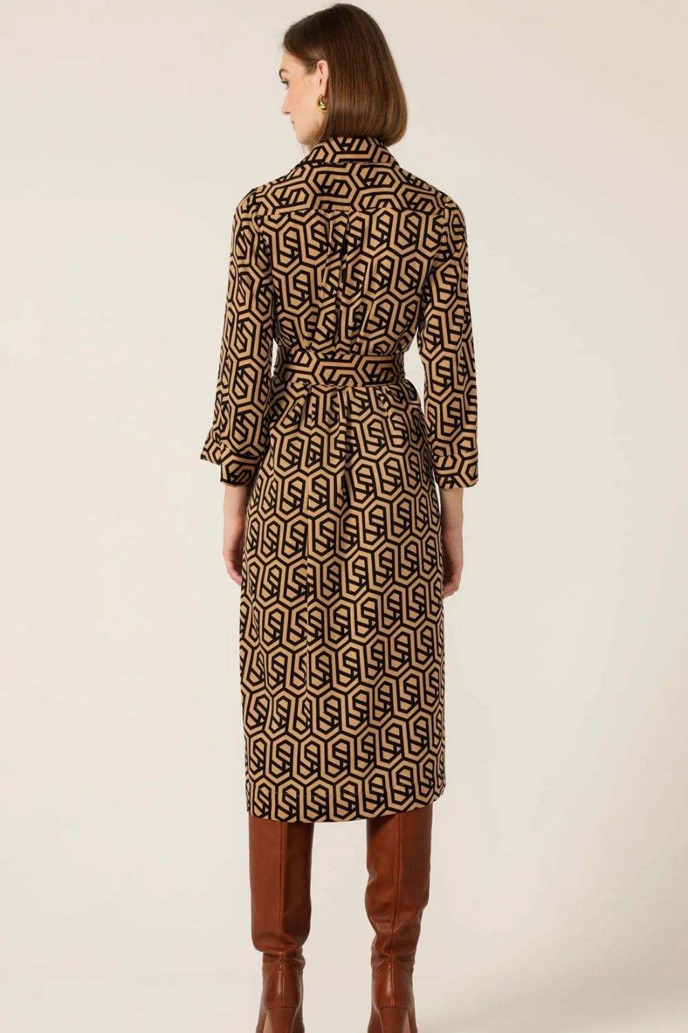 Sacha Drake - Gino Shirtmaker Dress | Black/Tan Geometric - Dress - Silvermaple Boutique