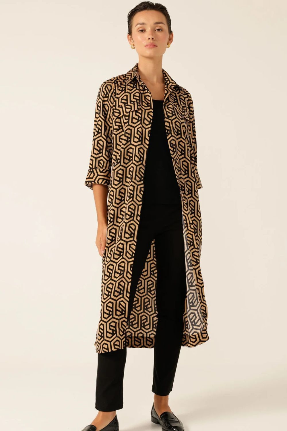 Sacha Drake - Gino Shirtmaker Dress | Black/Tan Geometric - Dress - Silvermaple Boutique