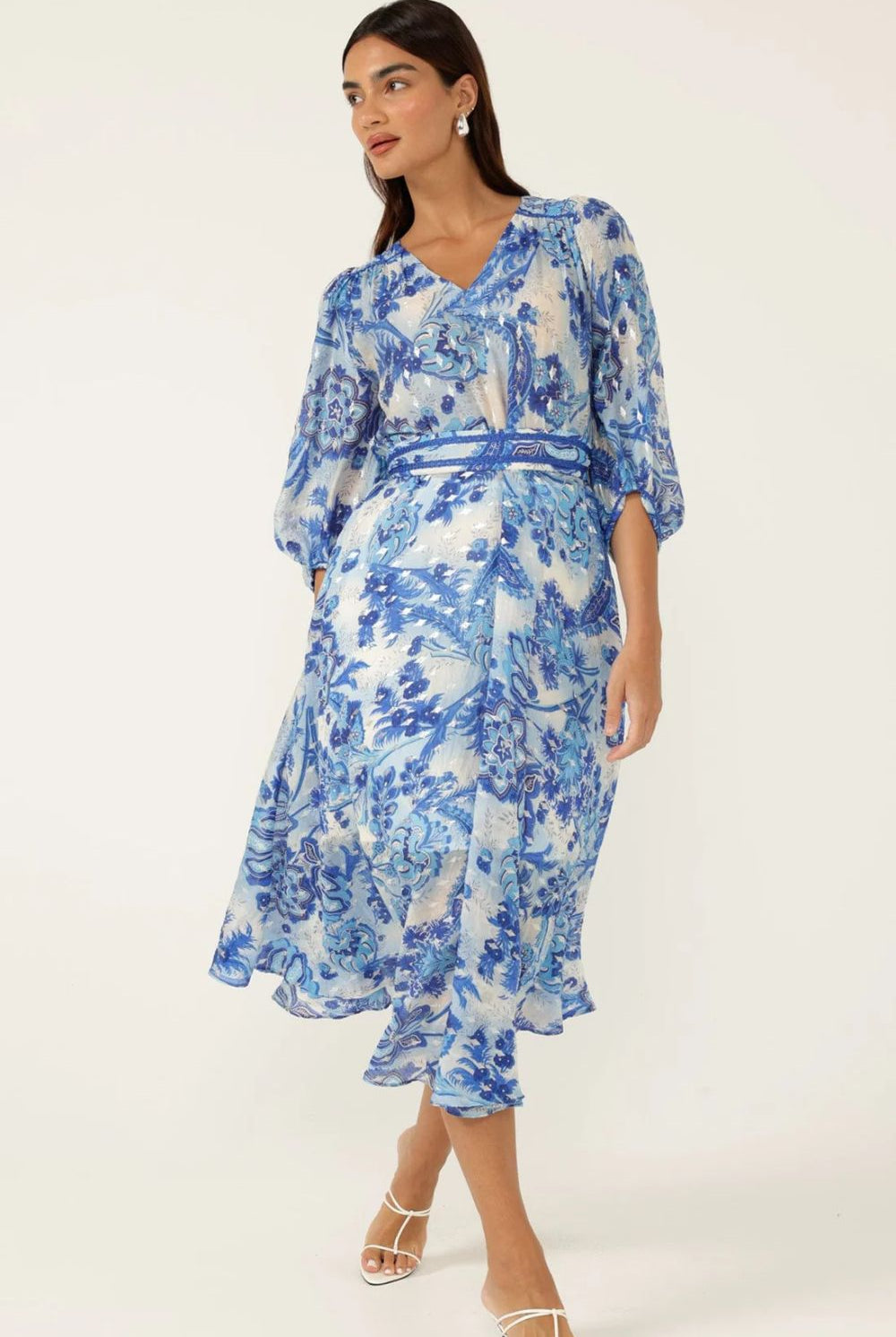 Sacha Drake - Mykonos Midi Dress | Blue Flower - Dress - Silvermaple Boutique