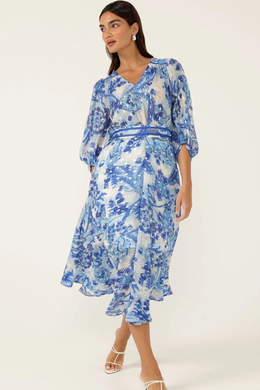 Sacha Drake - Mykonos Midi Dress | Blue Flower - Dress - Silvermaple Boutique