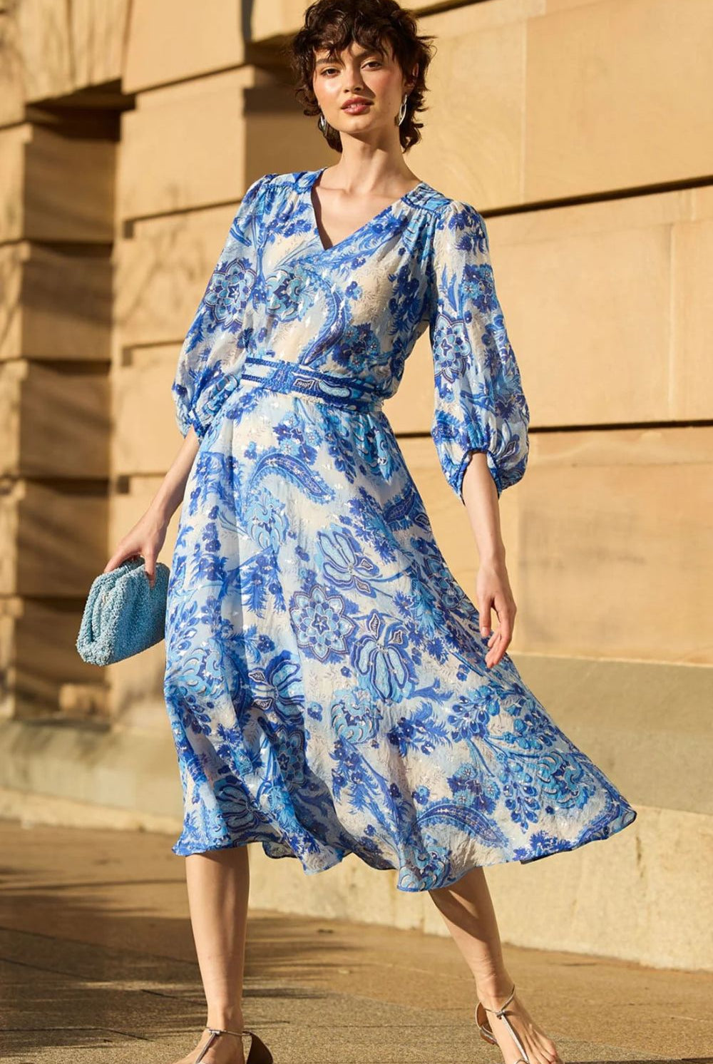 Sacha Drake - Mykonos Midi Dress | Blue Flower - Dress - Silvermaple Boutique