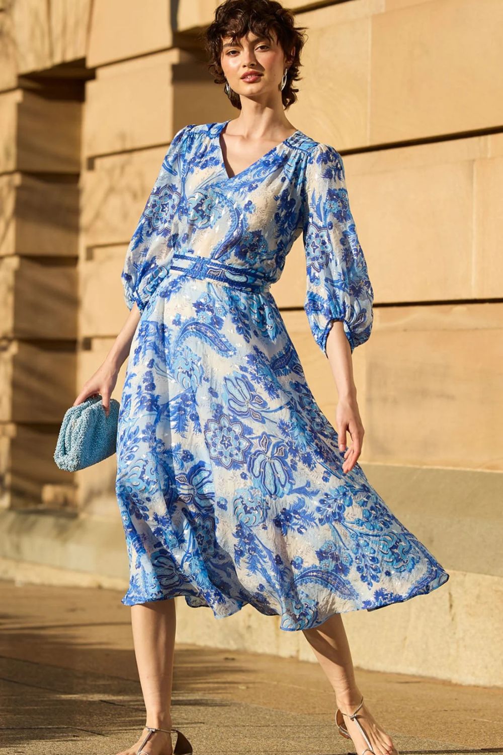 Sacha Drake - Mykonos Midi Dress | Blue Flower - Dress - Silvermaple Boutique