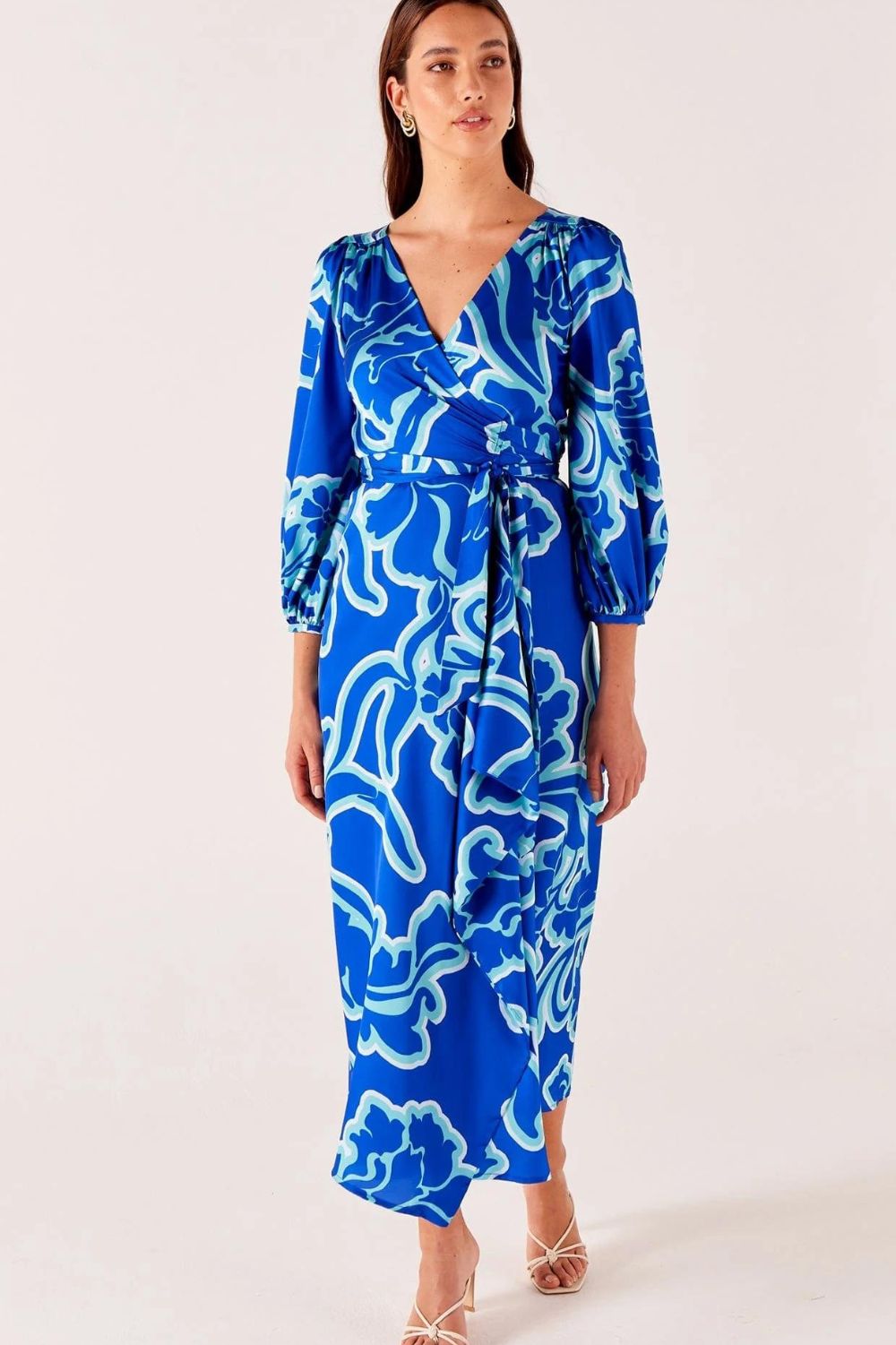 Sacha Drake - Ethereal Wrap Dress | Azure Blue Floral - Dress - Silvermaple Boutique