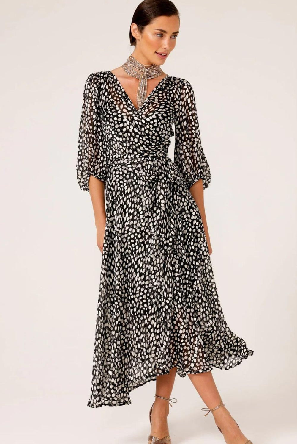 Sacha Drake - Cloudland Wrap Dress | Black White Spot - Dress - Silvermaple Boutique