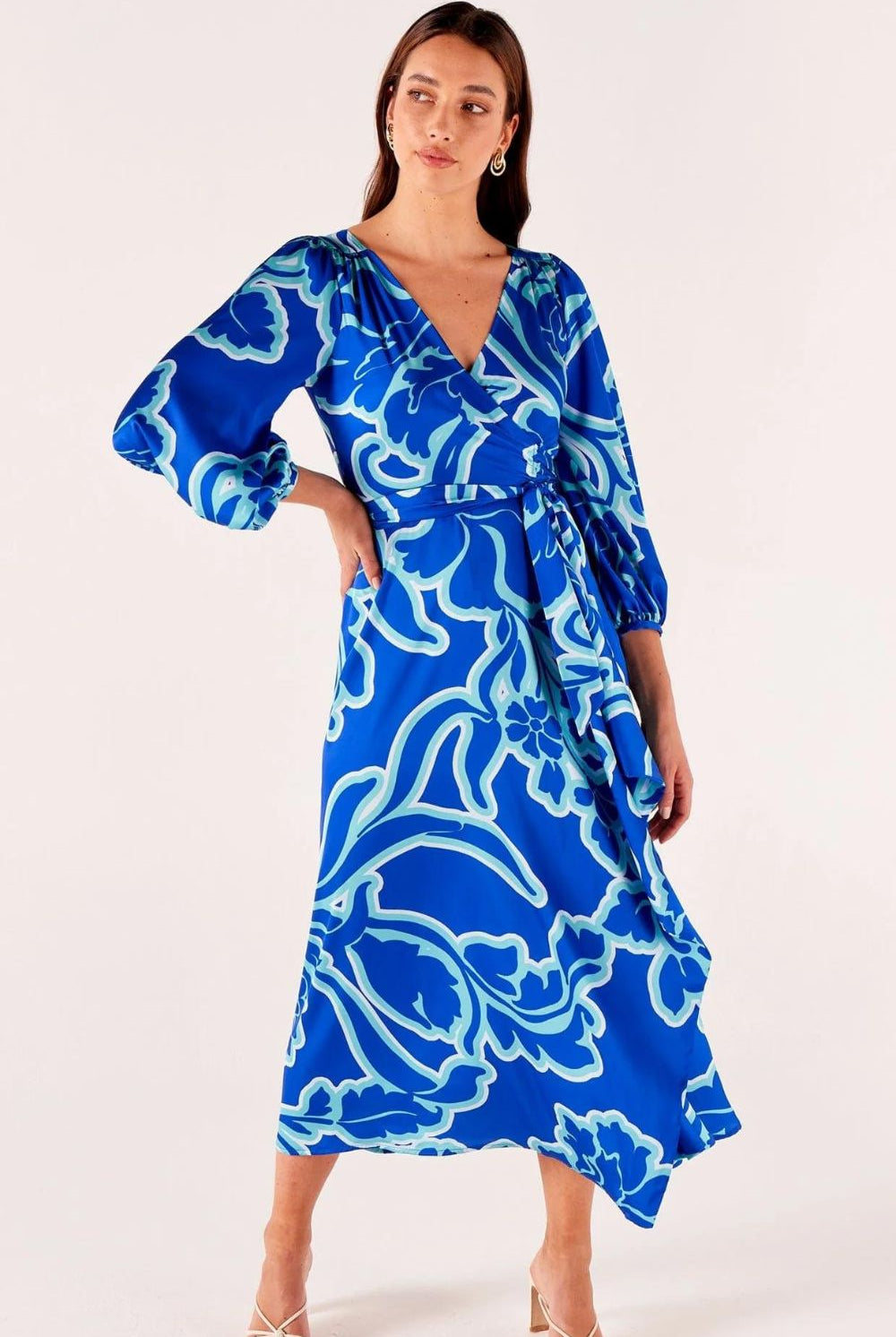 Sacha Drake - Ethereal Wrap Dress | Azure Blue Floral - Dress - Silvermaple Boutique