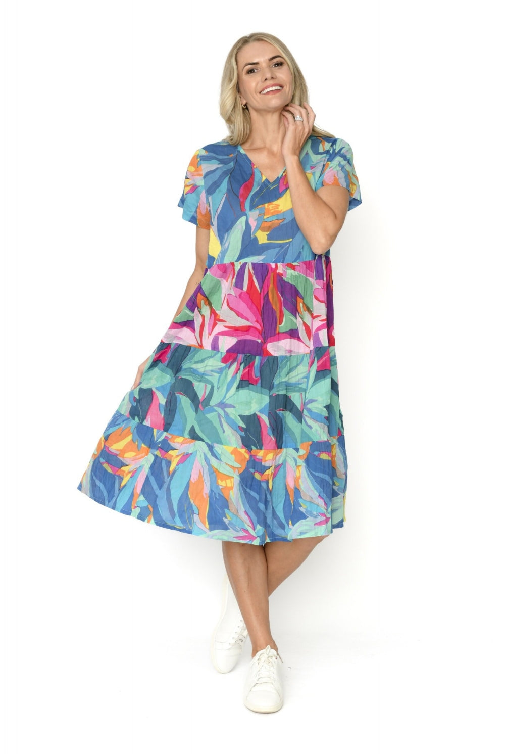 Fashion Express - Thalia Tiered Dress | Leaves Mix - Dress - Silvermaple Boutique