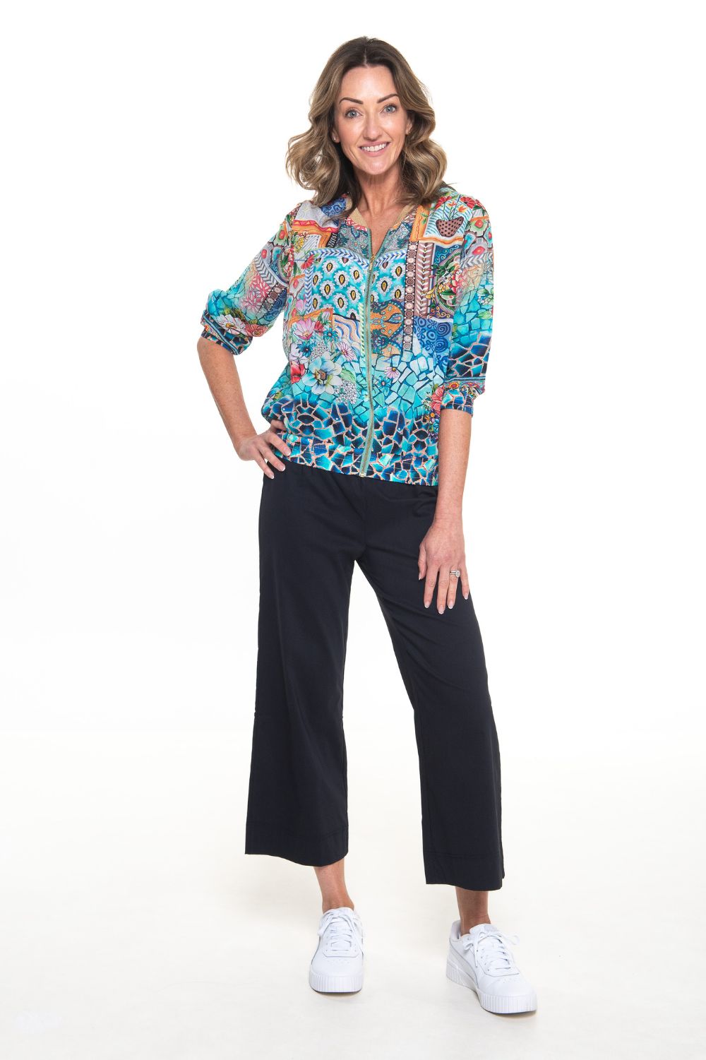 Silvermaple Collection - Diaz Bomber Jacket | Cobalt Mosaic - Jacket - Silvermaple Boutique