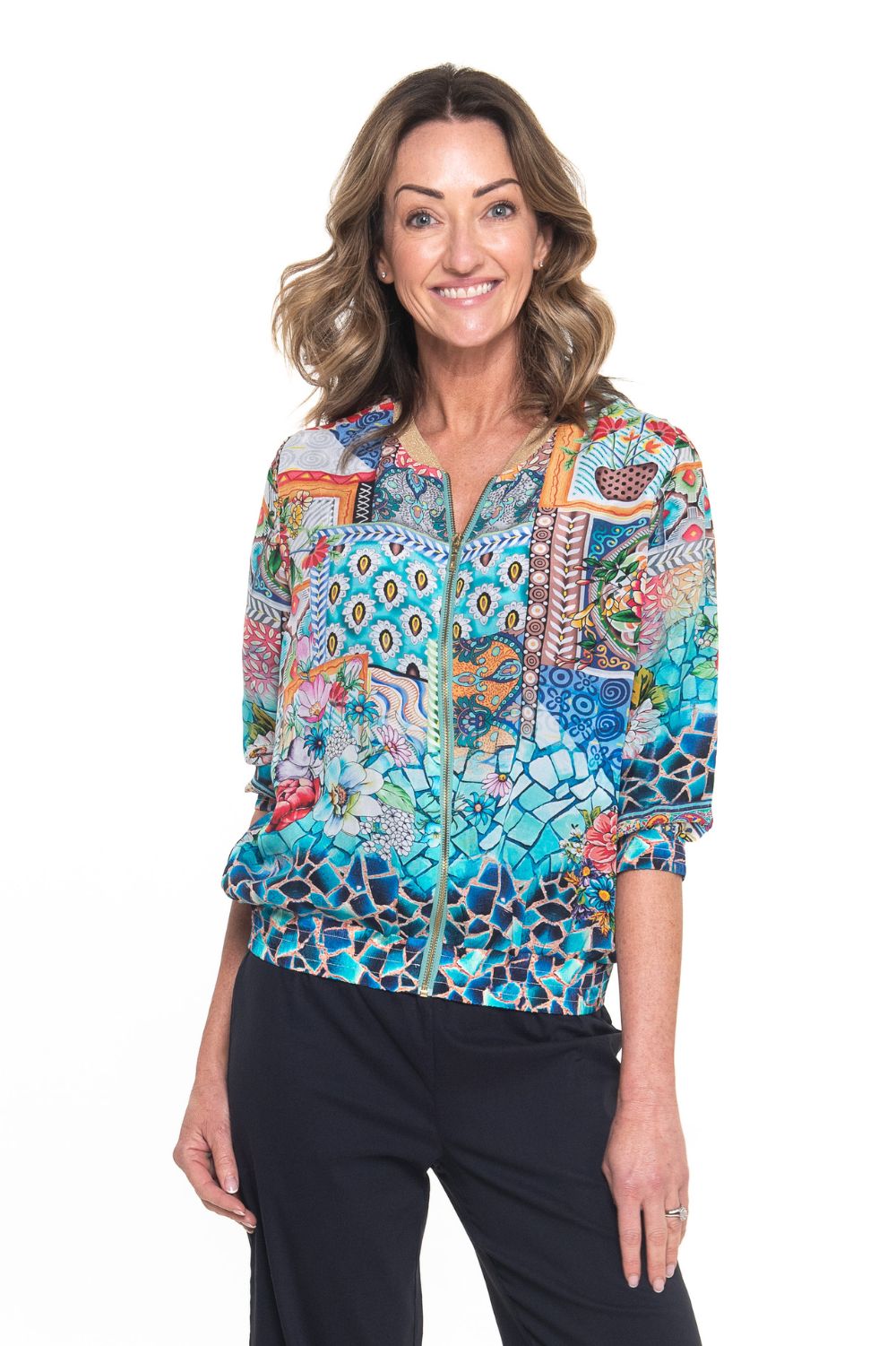 Silvermaple Collection - Diaz Bomber Jacket | Cobalt Mosaic - Jacket - Silvermaple Boutique