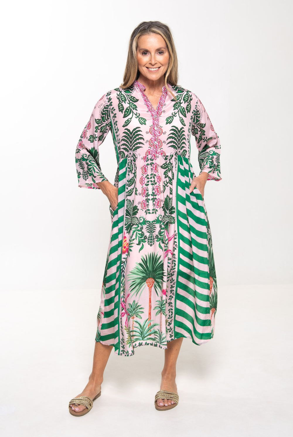 Silvermaple Collection - Erin V-Neck Dress | Palm Court - Dress - Silvermaple Boutique