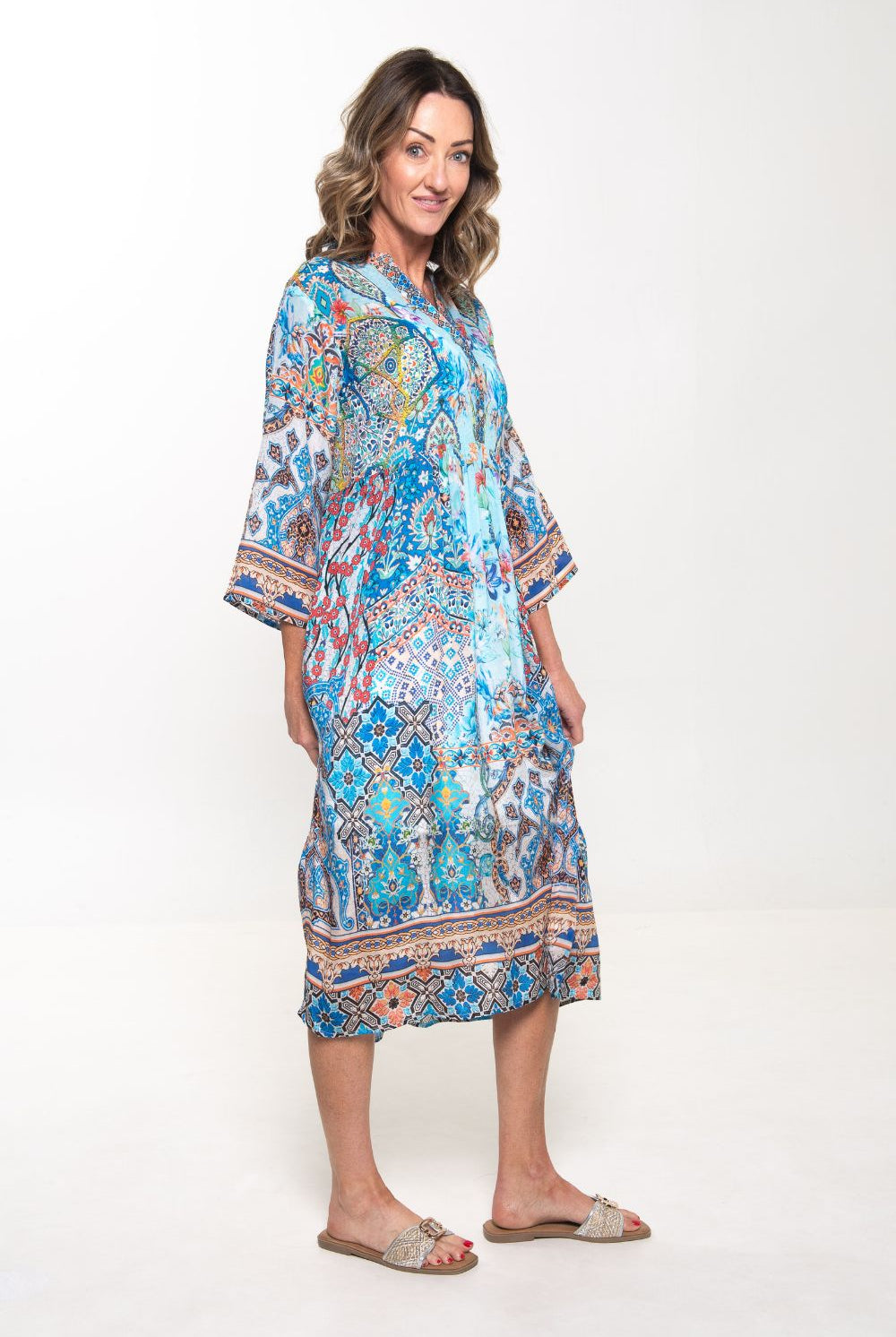 Silvermaple Collection - Erin V-Neck Dress | Santorini Tile - Dress - Silvermaple Boutique