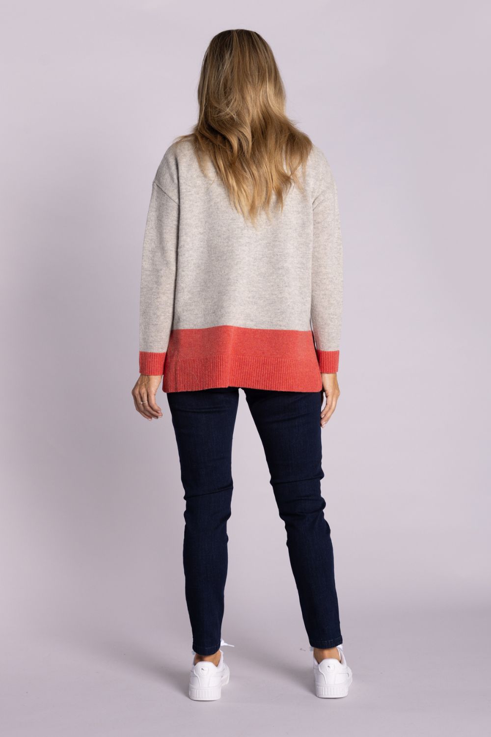 Silvermaple Collection - Colourblock Pullover | Oat Marle/Paprika - Pullover - Silvermaple Boutique