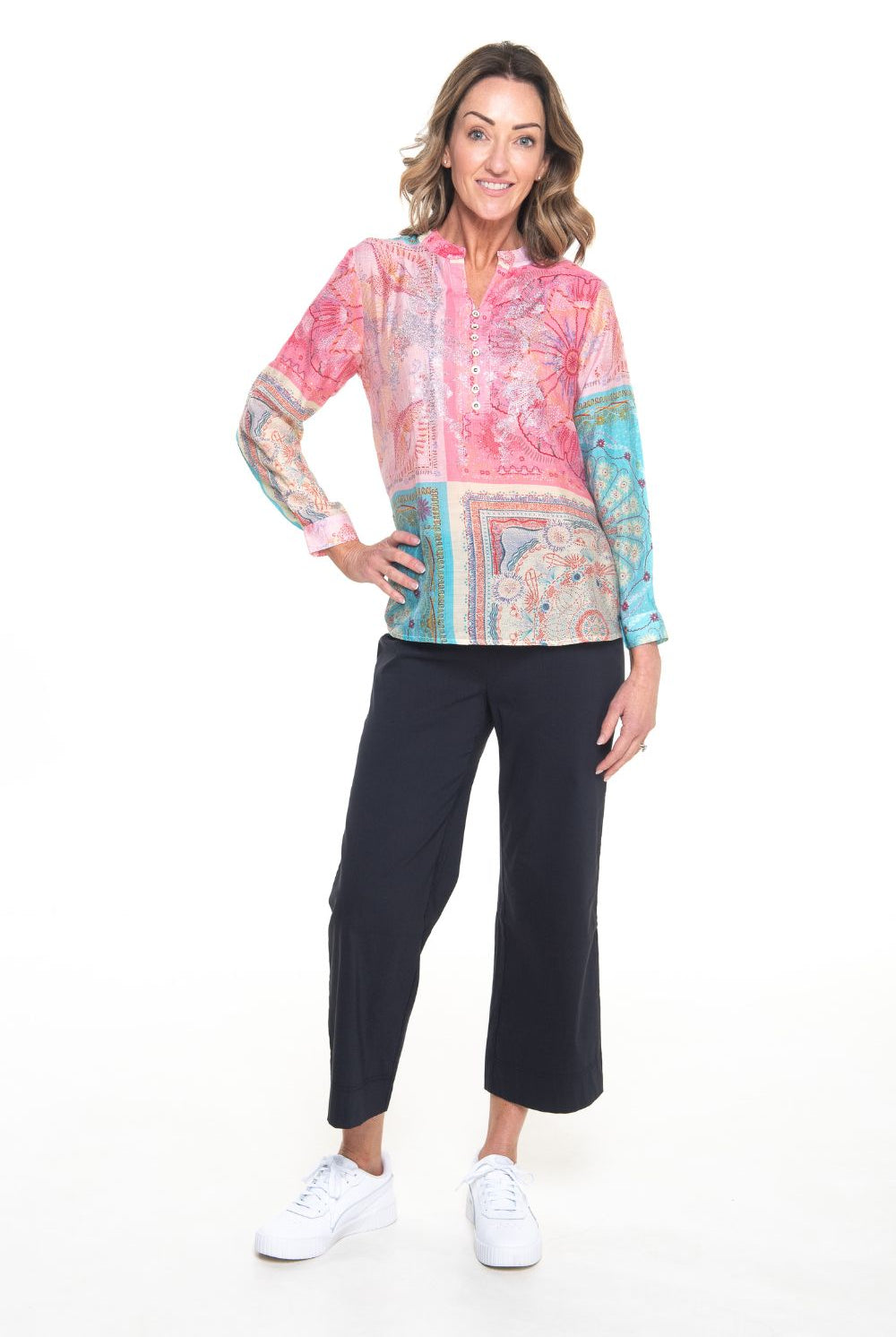 Silvermaple Collection - Azreth Blouse | Pink Patchwork - Top - Silvermaple Boutique