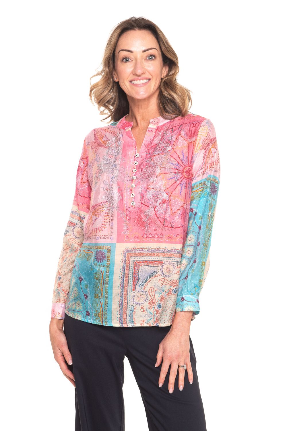 Silvermaple Collection - Azreth Blouse | Pink Patchwork - Top - Silvermaple Boutique