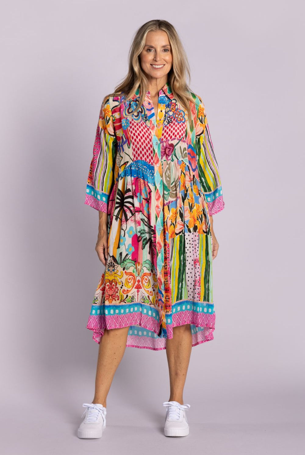 Silvermaple Collection - Celeste Button Through Dress | Pink Oasis - Dress - Silvermaple Boutique