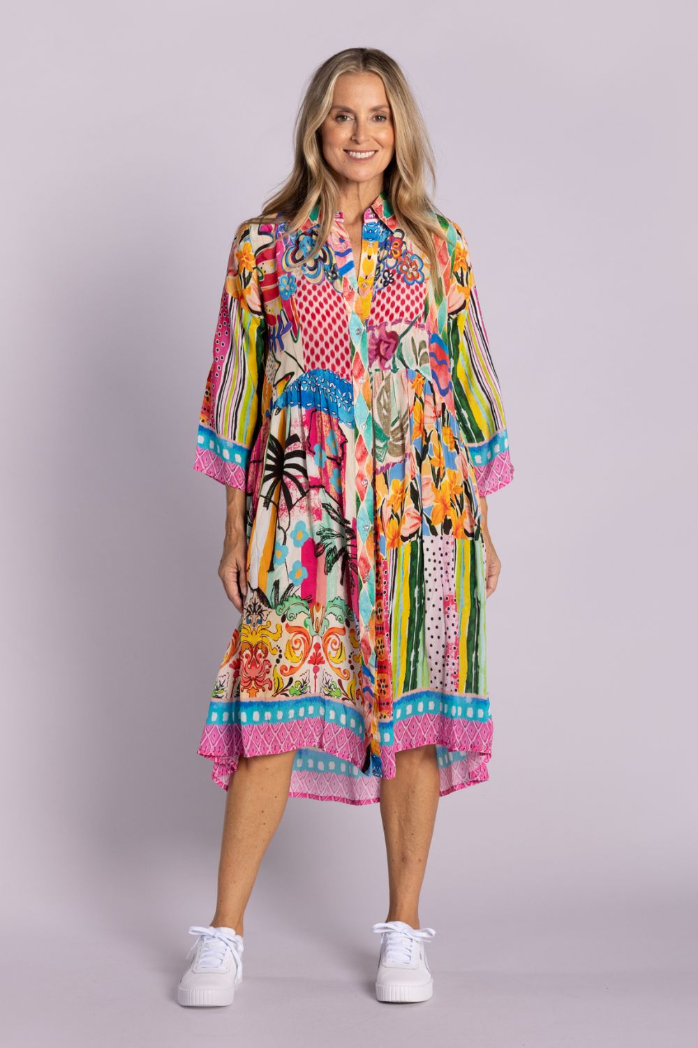 Silvermaple Collection - Celeste Button Through Dress | Pink Oasis - Dress - Silvermaple Boutique