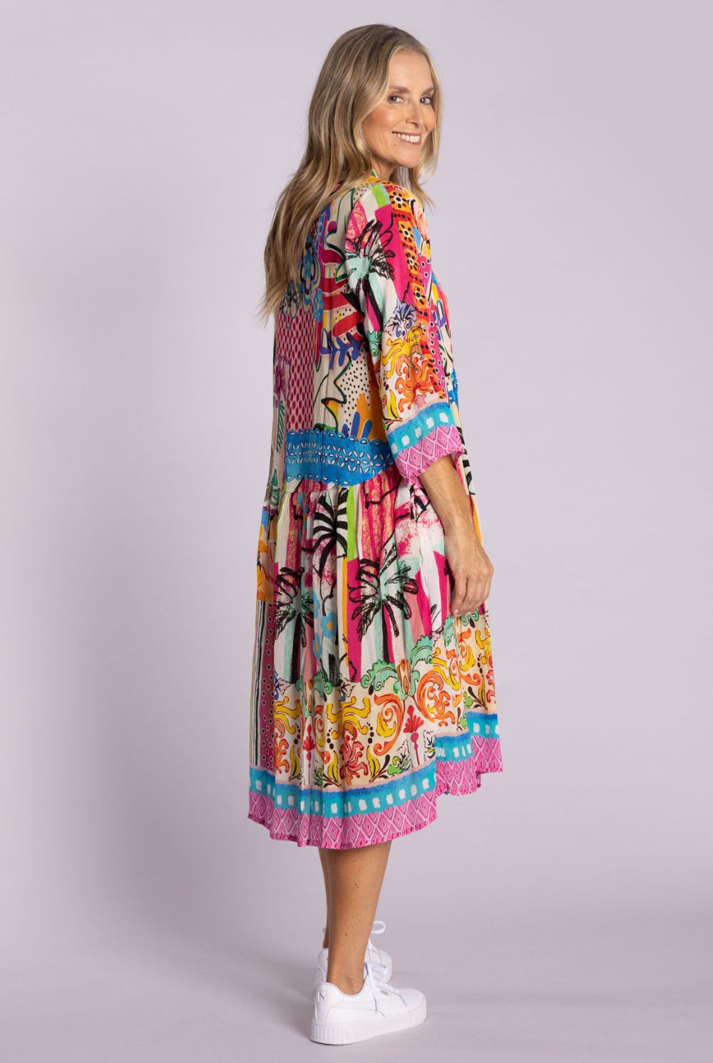 Silvermaple Collection - Celeste Button Through Dress | Pink Oasis - Dress - Silvermaple Boutique