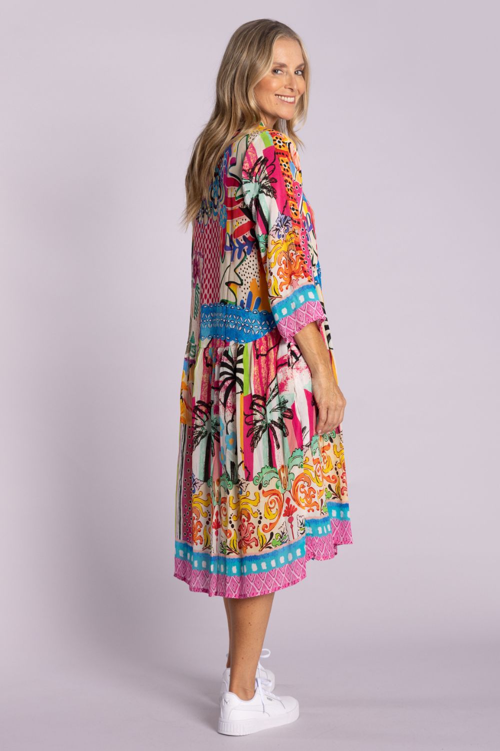 Silvermaple Collection - Celeste Button Through Dress | Pink Oasis - Dress - Silvermaple Boutique