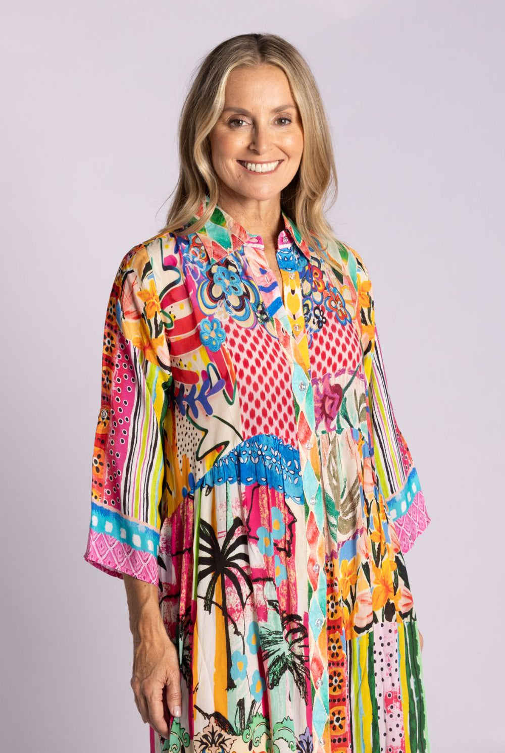 Silvermaple Collection - Celeste Button Through Dress | Pink Oasis - Dress - Silvermaple Boutique