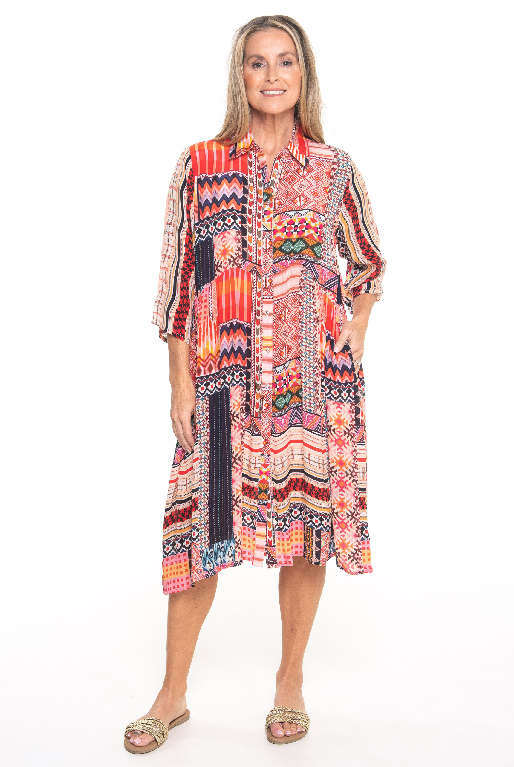 Silvermaple Collection - Celeste Button Through Dress | Tequila Sunrise - Dress - Silvermaple Boutique