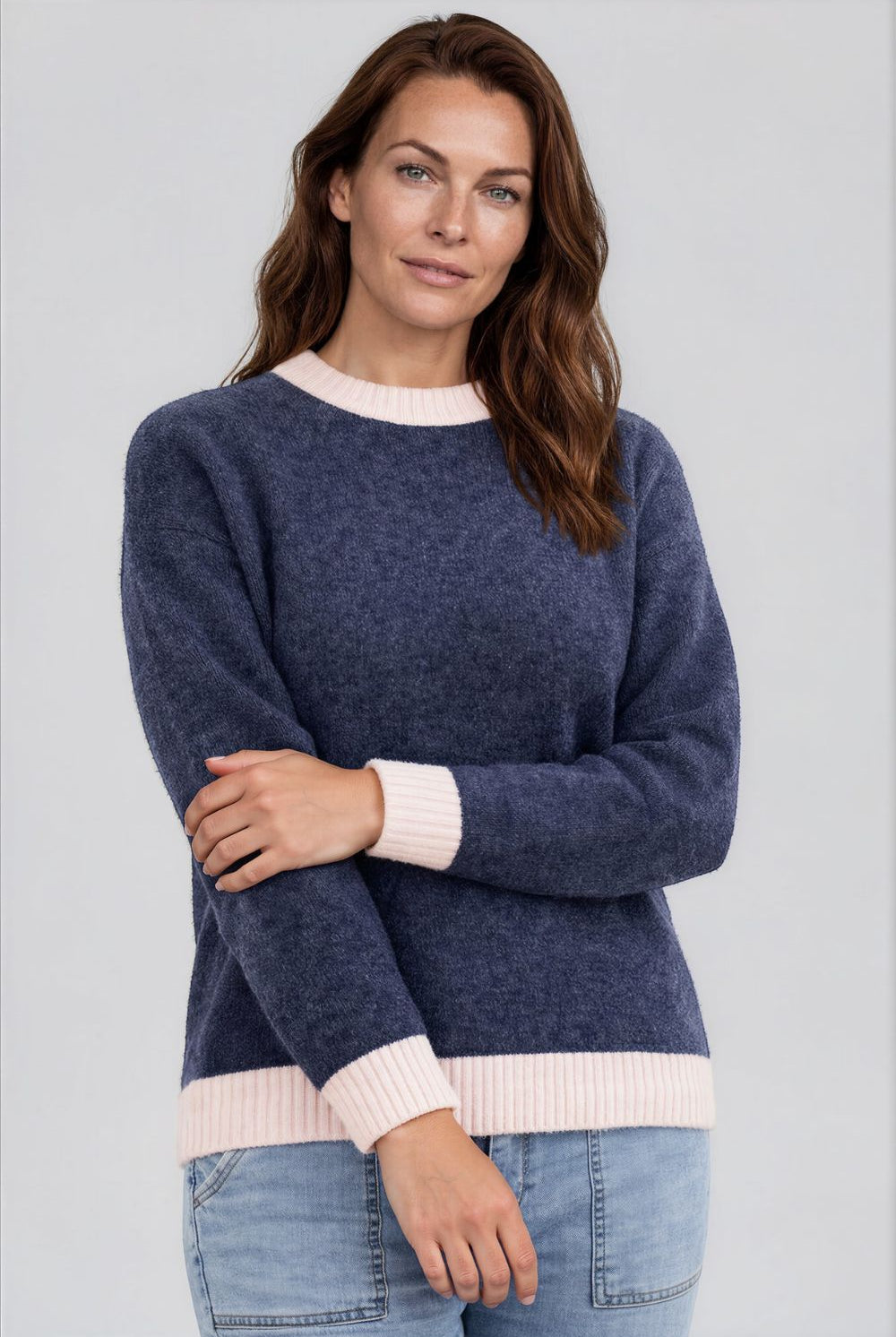Silvermaple Collection - Clara Contrast Trim Pullover | Denim - Pullover - Silvermaple Boutique