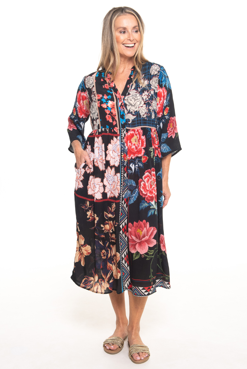 Silvermaple Collection - Erin V-Neck Dress | Indigo Dahlia - Dress - Silvermaple Boutique