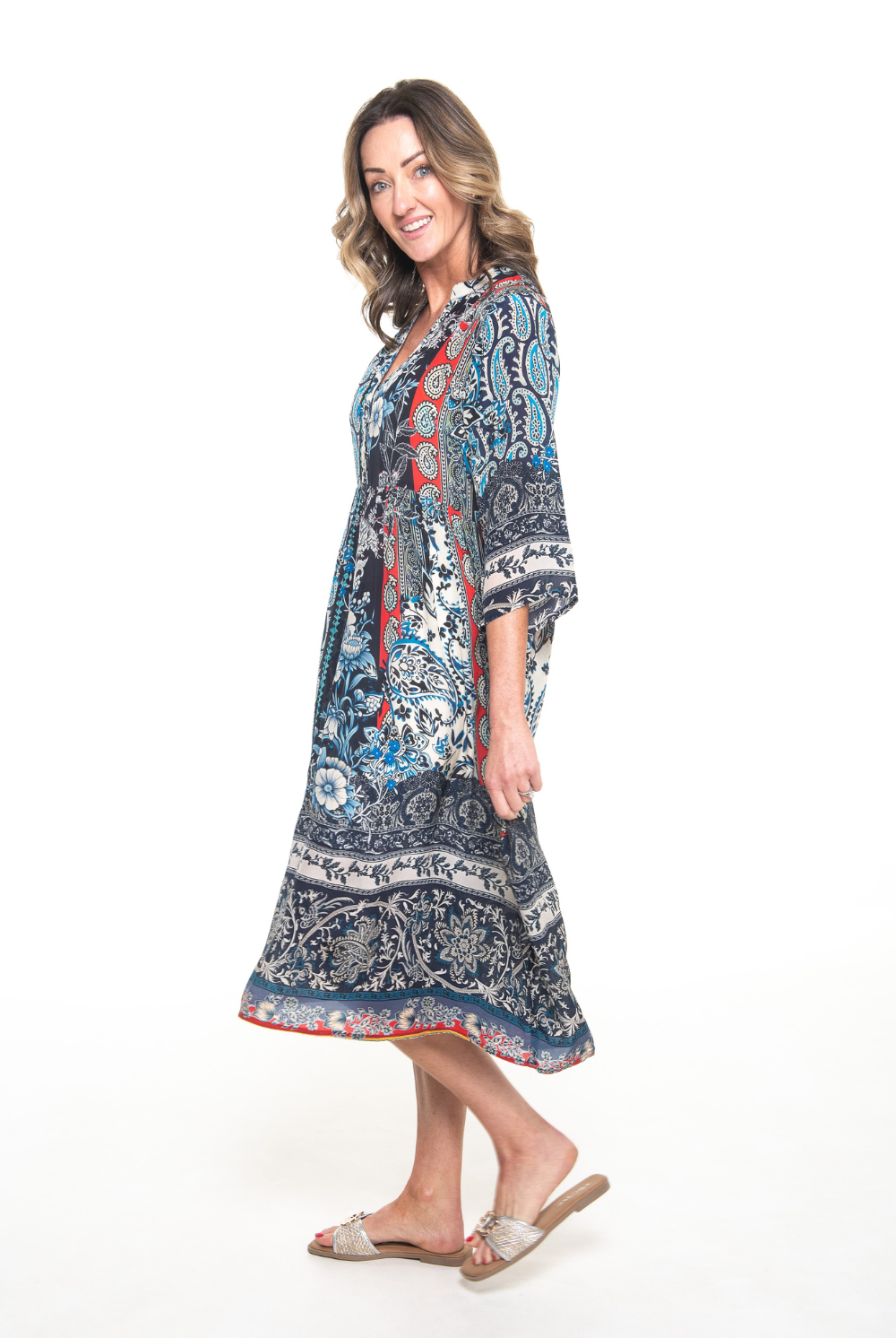 Silvermaple Collection - Erin V-Neck Dress | Porcelain Paisley - Dress - Silvermaple Boutique