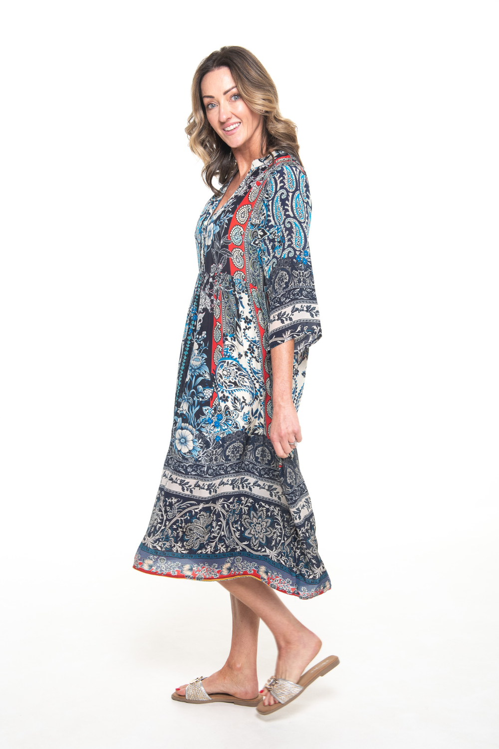 Silvermaple Collection - Erin V-Neck Dress | Porcelain Paisley - Dress - Silvermaple Boutique
