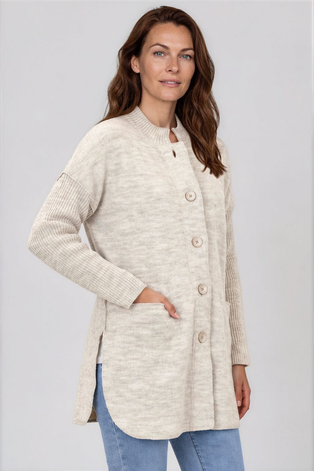 Silvermaple Collection - Estelle Rib Sleeve Jacket | Oat - Jacket - Silvermaple Boutique