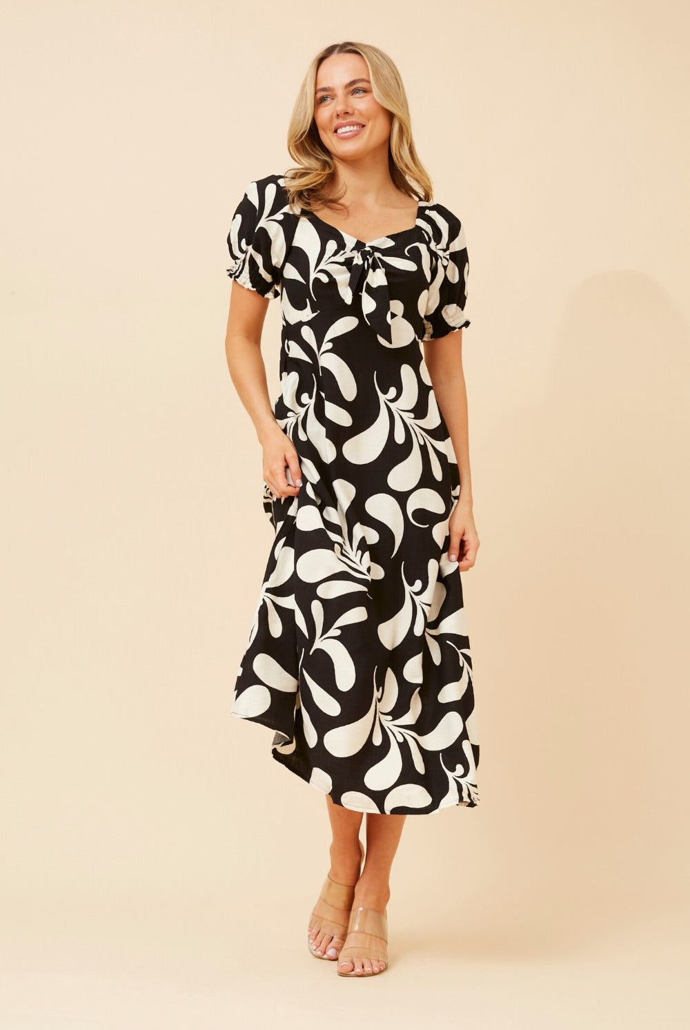 Silvermaple Collection - Faith Abstract Midi Dress | Black - Dress - Silvermaple Boutique