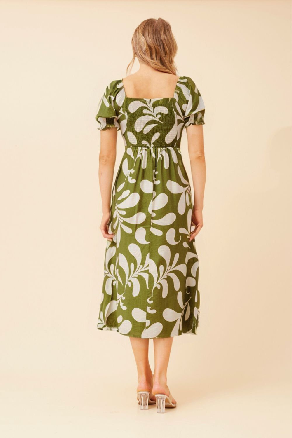 Silvermaple Collection - Faith Abstract Midi Dress | Olive - Dress - Silvermaple Boutique