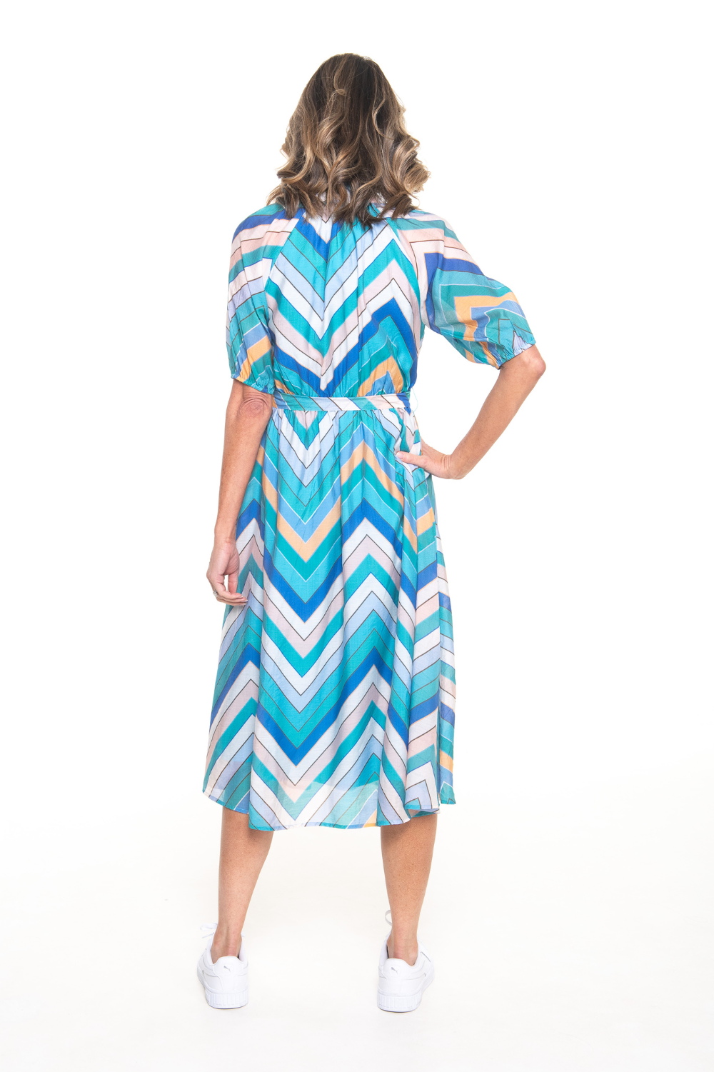 Silvermaple Collection - Gineva Shirt Dress | Blue Chevron - Dress - Silvermaple Boutique