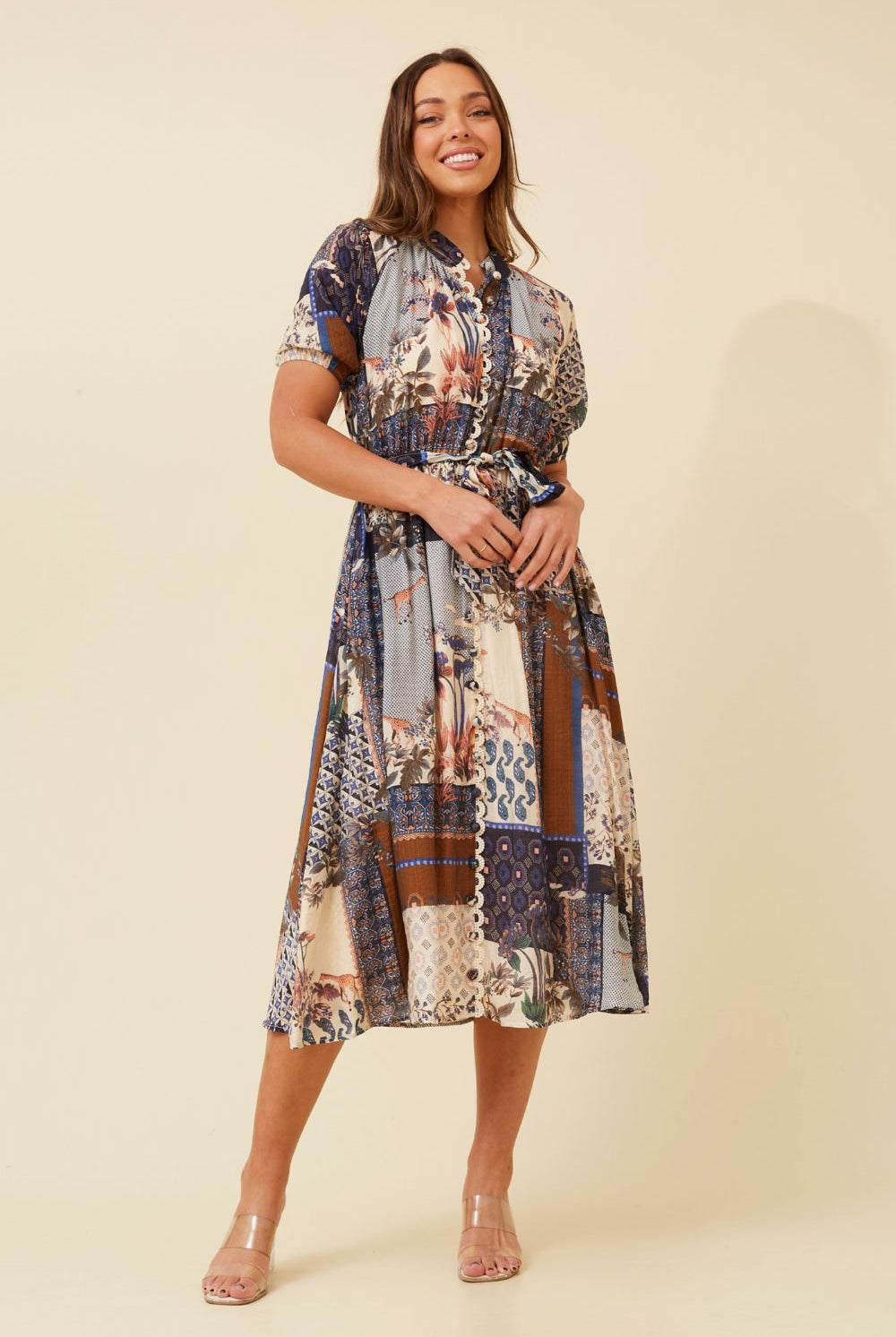 Silvermaple Collection - Gineva Shirt Dress | Navy Patchwork - Dress - Silvermaple Boutique
