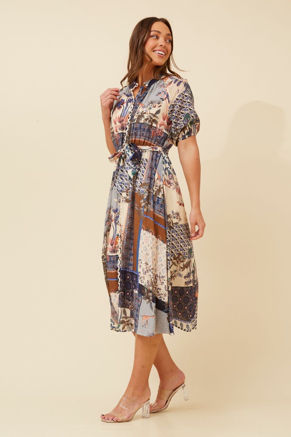 Silvermaple Collection - Gineva Shirt Dress | Navy Patchwork - Dress - Silvermaple Boutique