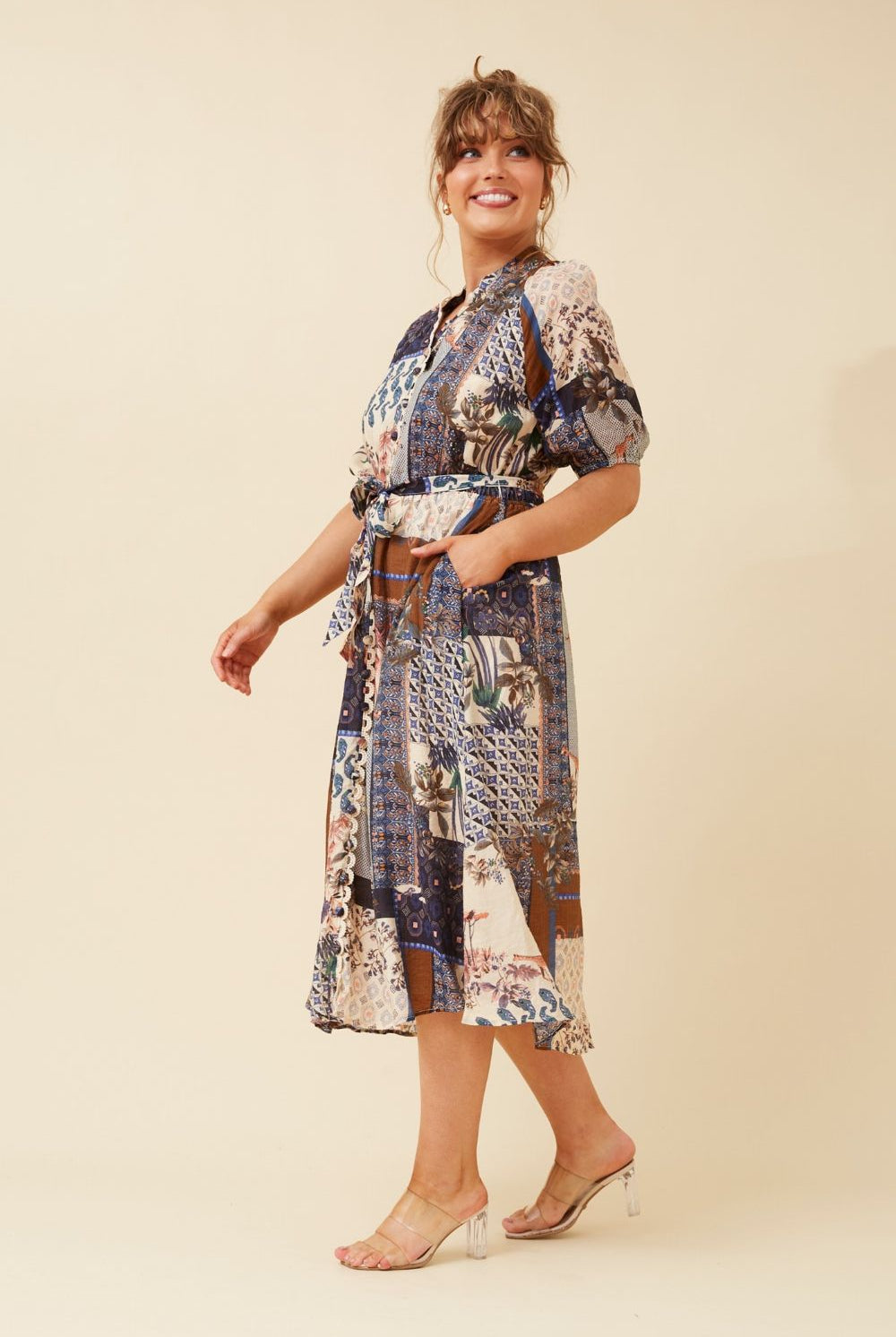 Silvermaple Collection - Gineva Shirt Dress | Navy Patchwork - Dress - Silvermaple Boutique