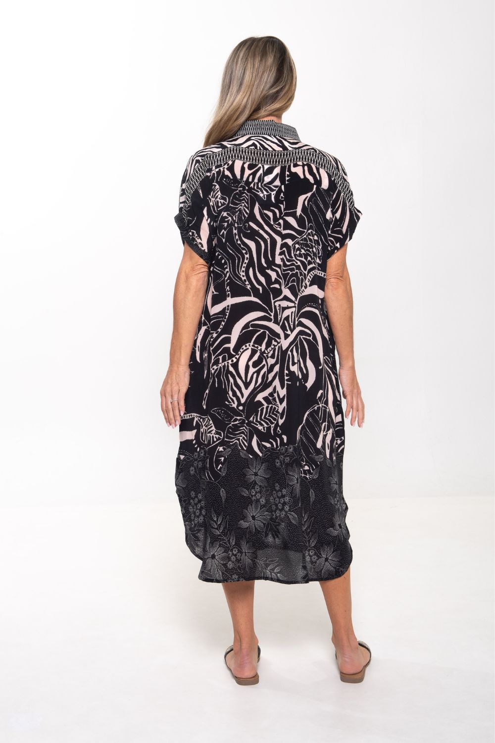 Silvermaple Collection - Grace Button Dress | Midnight Lotus - Dress - Silvermaple Boutique