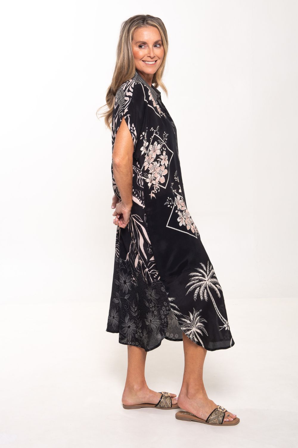 Silvermaple Collection - Grace Button Dress | Midnight Lotus - Dress - Silvermaple Boutique